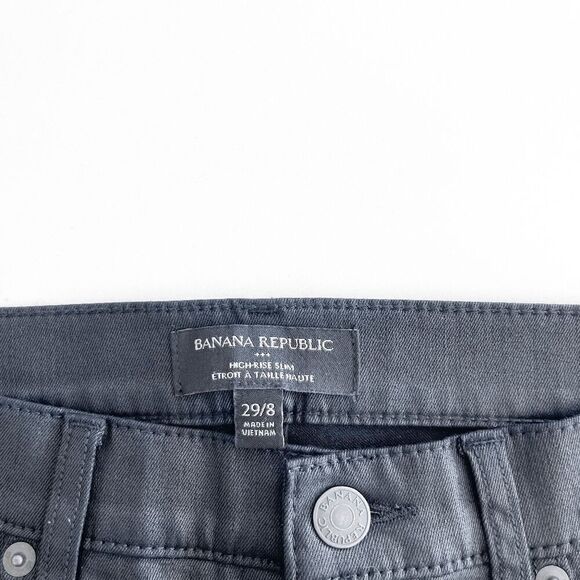 Banana Republic Womens High Rise Slim Coated Jeans Black Size 29 - Picture 4 of 9